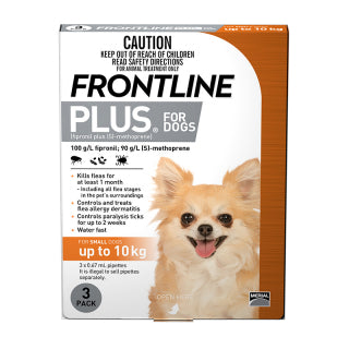FRONTLINE PLUS DOG UP TO10KG GOLD 3PK