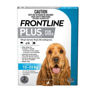 FRONTLINE PLUS DOG 10-20KG BLUE 3PK