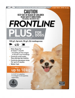 FRONTLINE PLUS DOG UP TO 10KG GOLD 6PK