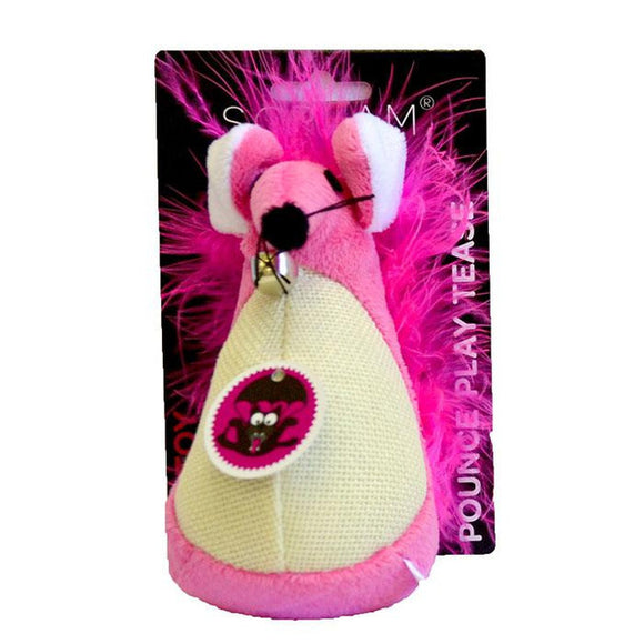 SCREAM FATTY MOUSE CAT TOY PINK 13CM