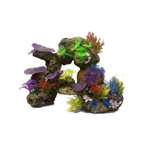 KAZOO ORNAMENT SOFT CORAL WITH ROCK AND PLANTS