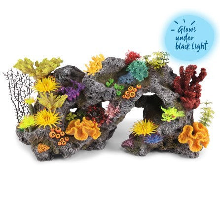 KAZOO ORNAMENT CORAL STONE FORMATION WITH PLANTS